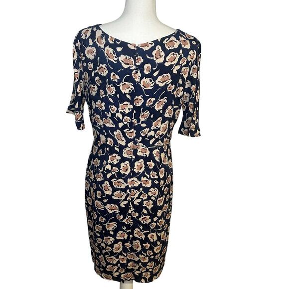 Boden navy floral  sheath lined elbow length sleeves lined dress size 6R - Picture 3 of 6